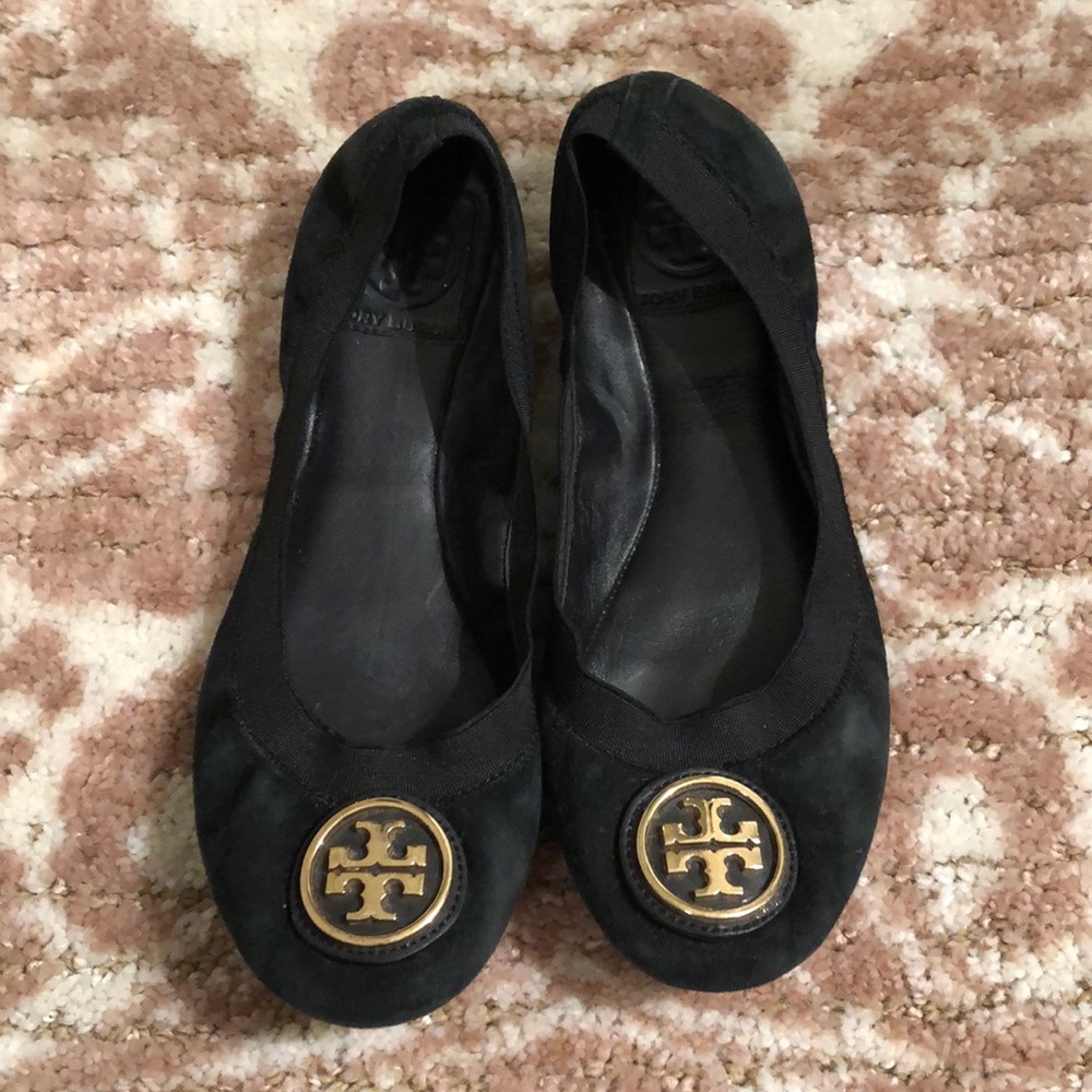 Tory Burch Caroline Flats - Size 6.5 - Black Suede